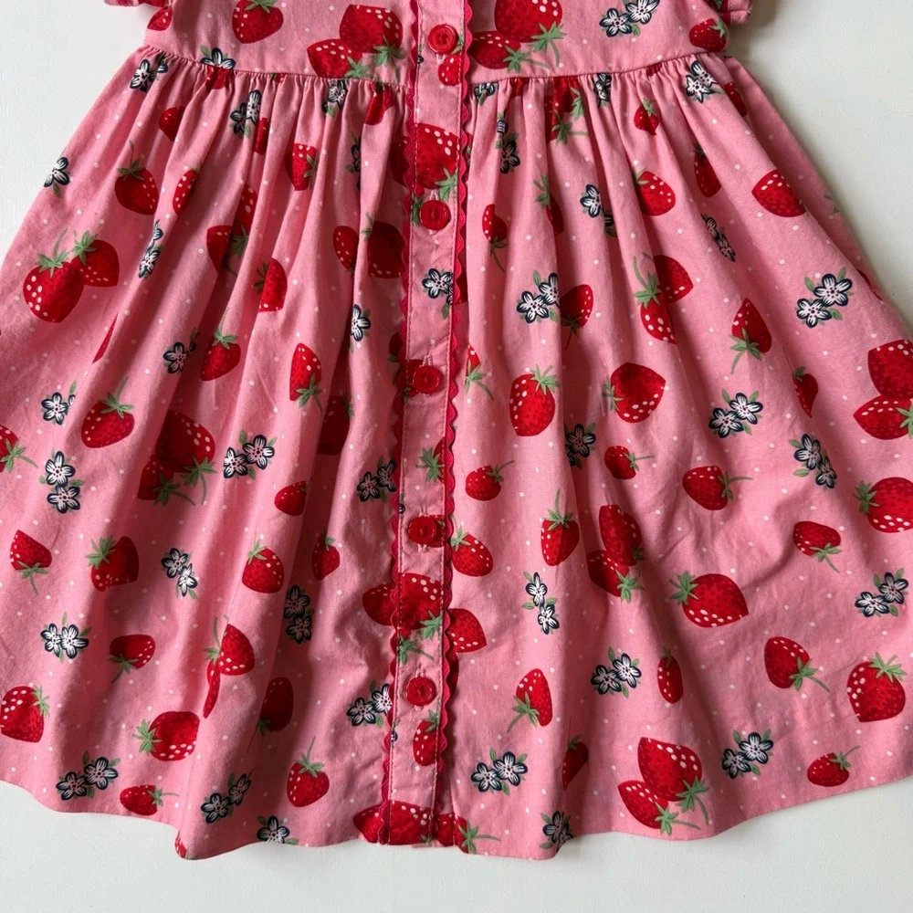 Rachel Riley Strawberry Button-Front Dress - Size 18M - Picture 6 of 13